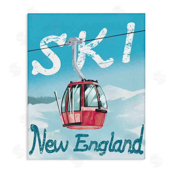 stupell industries Ziwei Li | Ski New England Red Winter Trolly Mountains Wall Art