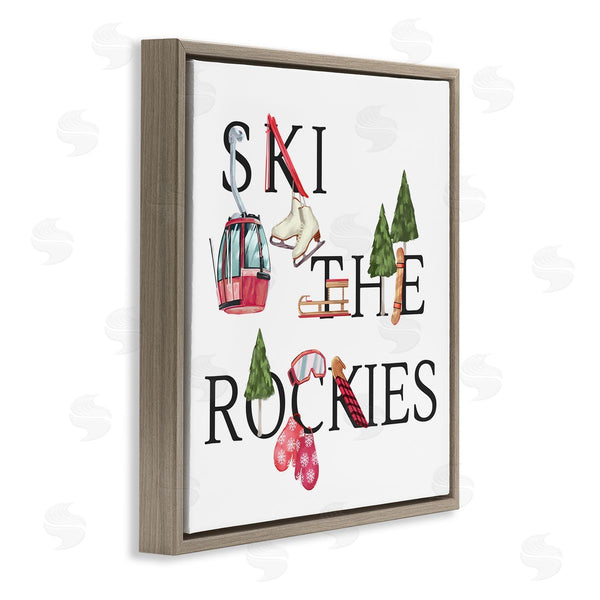 Stupell Industries Ziwei Li | Ski The Rockies Winter Seasonal Sports Phrase Wall Art