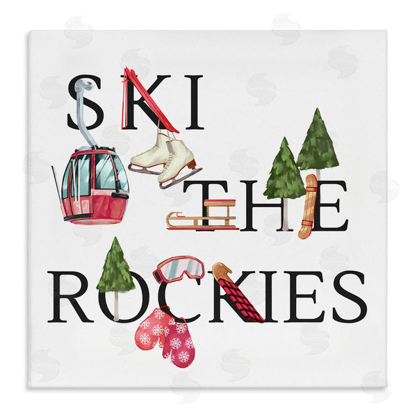 stupell industries Ziwei Li | Ski The Rockies Winter Seasonal Sports Phrase Wall Art