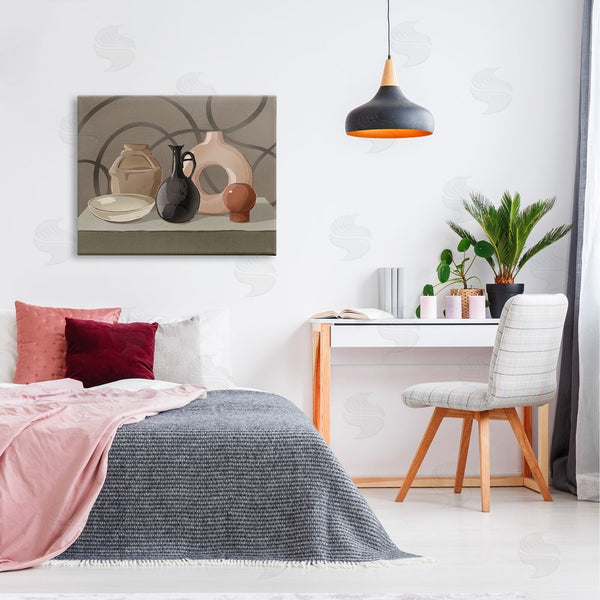 Stupell Industries Ziwei Li | Sleek Pottery Vase Still Life Spiral Pattern Wall Art