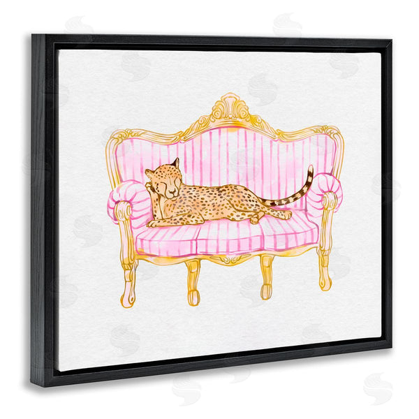 Stupell Industries Ziwei Li | Sleeping Leopard On Striped Sofa