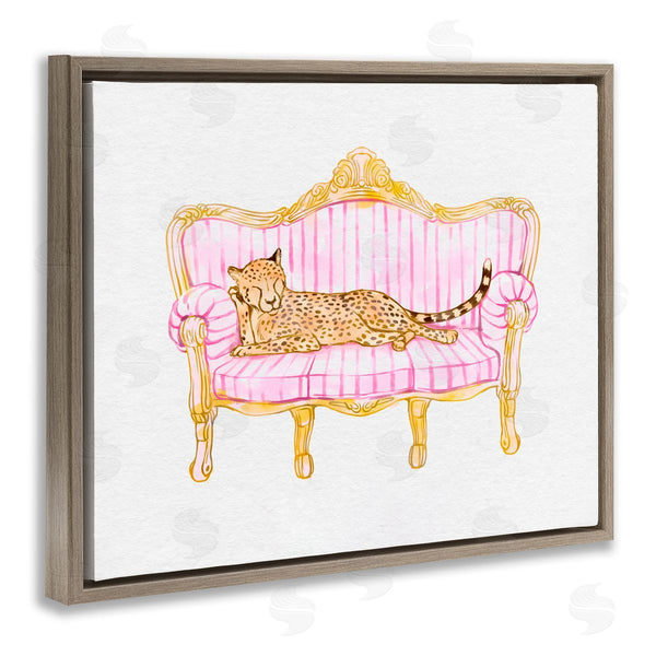 Stupell Industries Ziwei Li | Sleeping Leopard On Striped Sofa