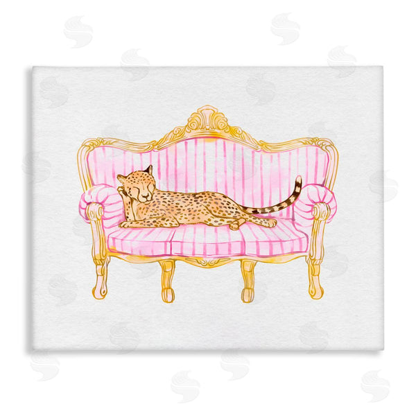 stupell industries Ziwei Li | Sleeping Leopard on Striped Sofa