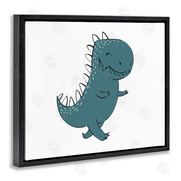 Stupell Industries Ziwei Li | Smiling Blue Dinosaur Happy Standing Kids' Reptile Wall Art