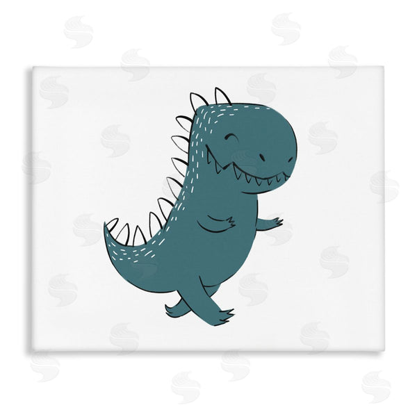 stupell industries Ziwei Li | Smiling Blue Dinosaur Happy Standing Kids' Reptile Wall Art