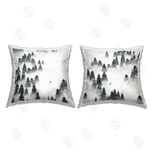 Stupell Industries Ziwei Li | Snowy Ski Slopes Mountain Pine Trees Printed Throw Pillow Set