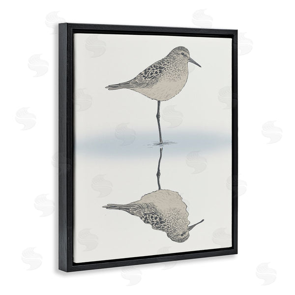 Stupell Industries Ziwei Li | Soothing Sandpiper Bird Standing Ocean Shoreline Reflection Wall Art