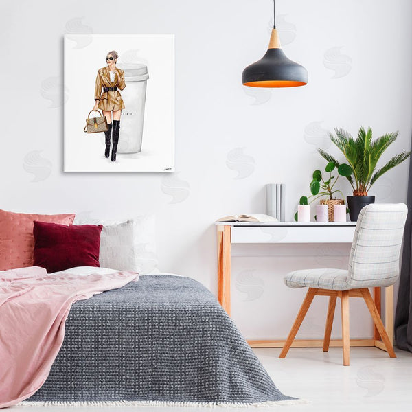 Stupell Industries Ziwei Li | Sophisticated Girl & Coffee Wall Art