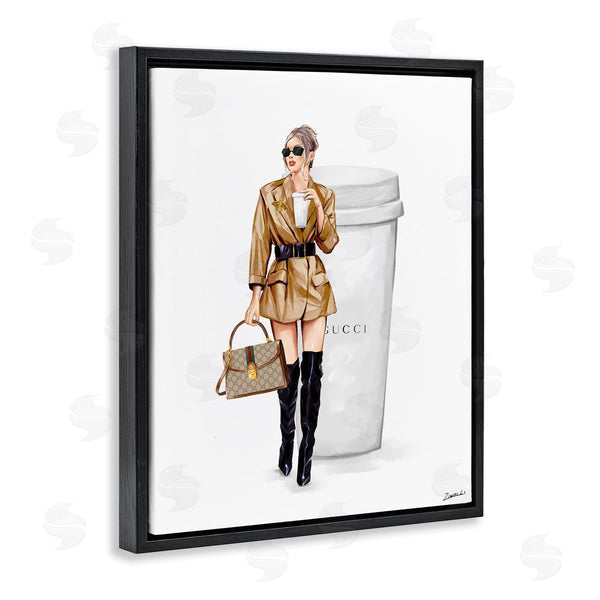 Stupell Industries Ziwei Li | Sophisticated Girl & Coffee Wall Art