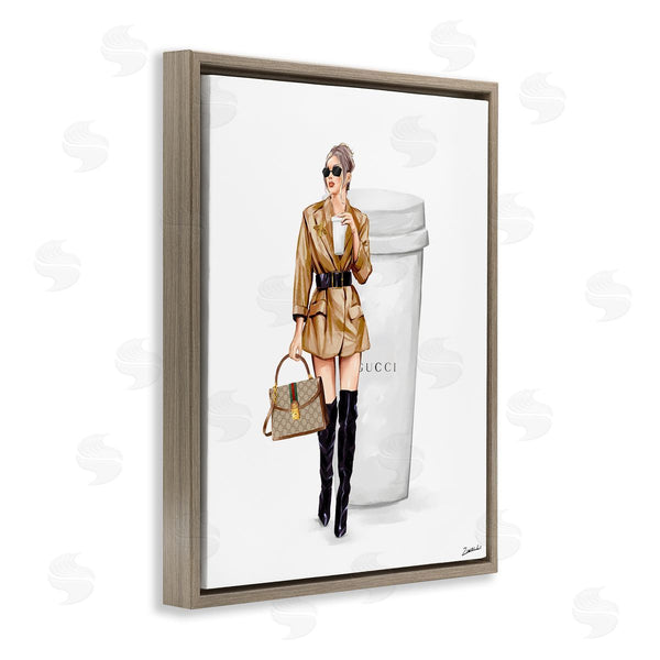 Stupell Industries Ziwei Li | Sophisticated Girl & Coffee Wall Art