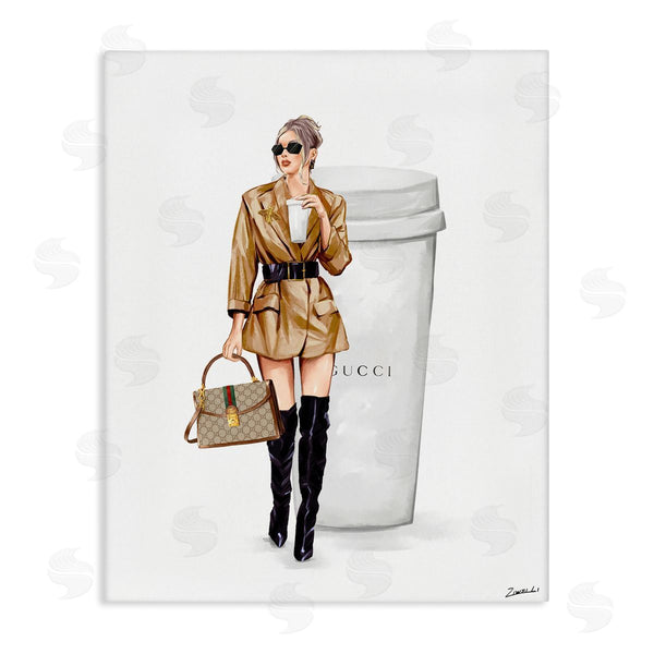 stupell industries Ziwei Li | Sophisticated Girl & Coffee Wall Art