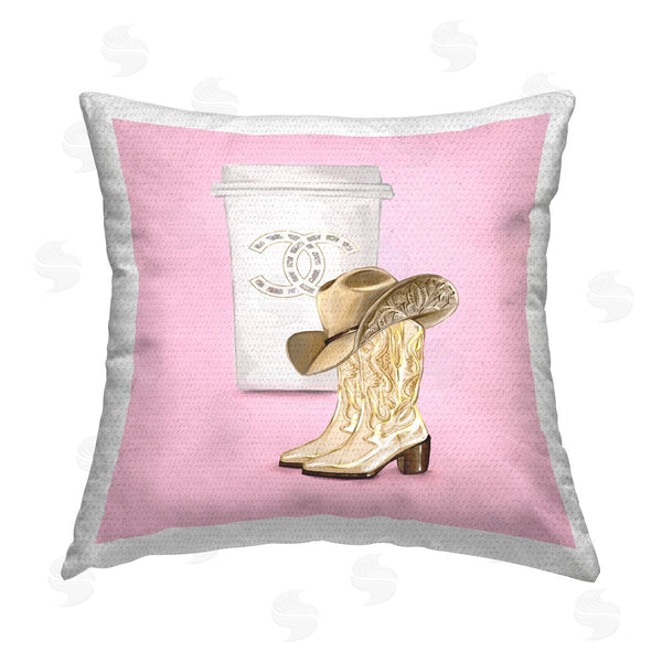 Stupell Industries Ziwei Li | Southern Fashion Glam Cowgirl Boots Printed Throw Pillow