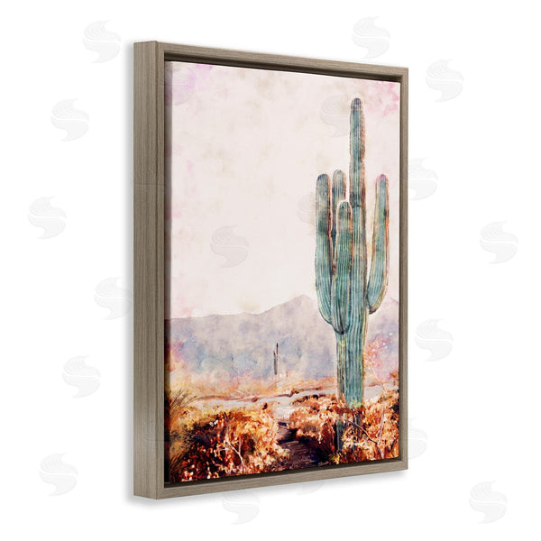 Stupell Industries Ziwei Li | Standing Tall Cactus Arid Vegetation Dry Mountainous Plains Wall Art