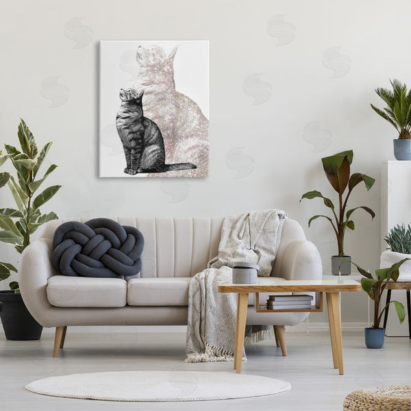 Stupell Industries Ziwei Li | Stoic Striped Cat Sitting Glam Sparkle Silhouette Wall Art