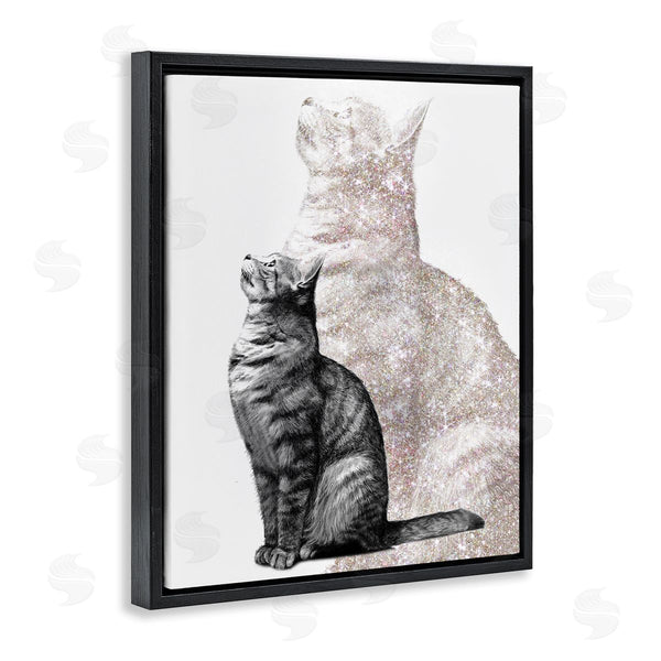 Stupell Industries Ziwei Li | Stoic Striped Cat Sitting Glam Sparkle Silhouette Wall Art