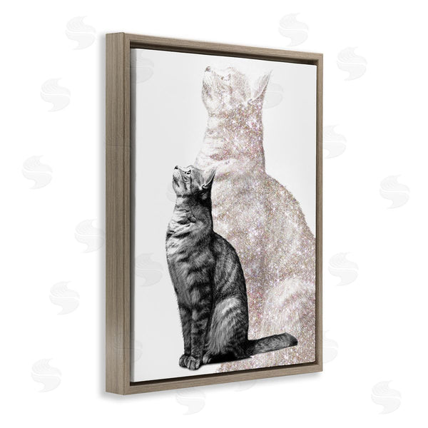 Stupell Industries Ziwei Li | Stoic Striped Cat Sitting Glam Sparkle Silhouette Wall Art
