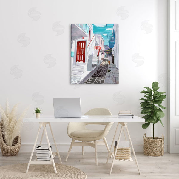 Stupell Industries Ziwei Li | Stone Path Alleyway Nautical City Architecture Quiet Street Wall Art