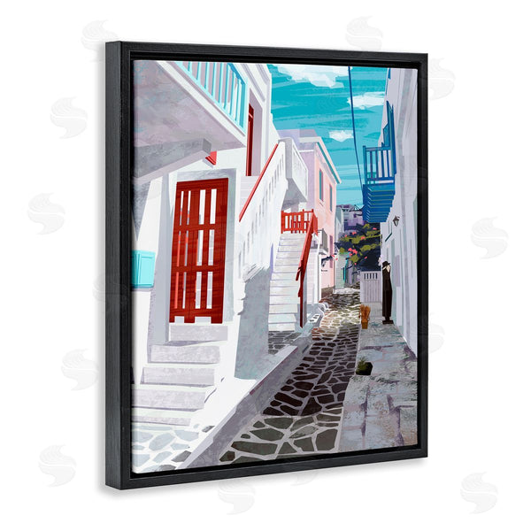 Stupell Industries Ziwei Li | Stone Path Alleyway Nautical City Architecture Quiet Street Wall Art