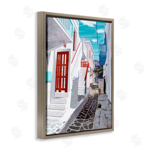 Stupell Industries Ziwei Li | Stone Path Alleyway Nautical City Architecture Quiet Street Wall Art