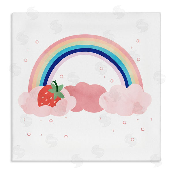 stupell industries Ziwei Li | Strawberry and Rainbow Pink Cloud Polka Dots Wall Art