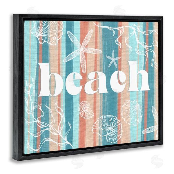 Stupell Industries Ziwei Li | Striped Beach Sign Various Sea Life Seaweed Coral Wall Art
