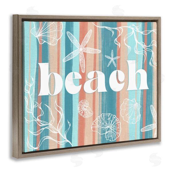 Stupell Industries Ziwei Li | Striped Beach Sign Various Sea Life Seaweed Coral Wall Art
