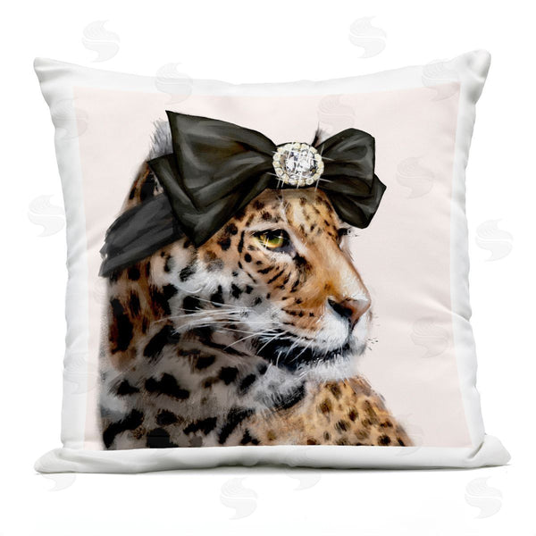 Stupell Industries Ziwei Li | Stylish Leopard Fancy Glam Hair Bow Jewel Printed Throw Pillow