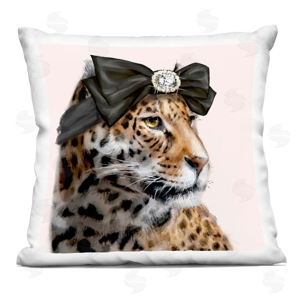 stupell industries Ziwei Li | Stylish Leopard Fancy Glam Hair Bow Jewel Printed Throw Pillow