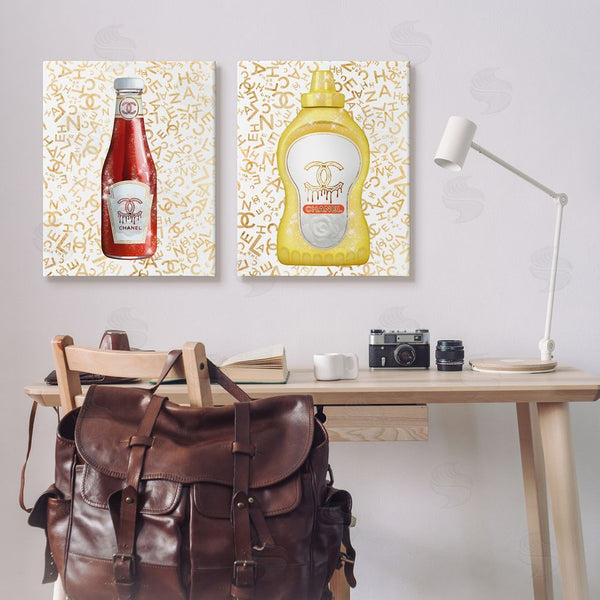 Stupell Industries Ziwei Li | Stylish Melting Fashion Logo Diner Condiments Wall Art