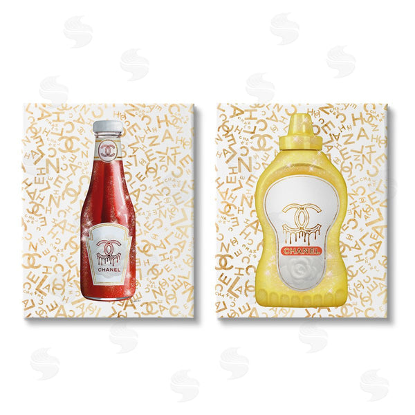 stupell industries Ziwei Li | Stylish Melting Fashion Logo Diner Condiments Wall Art