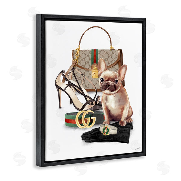 Stupell Industries Ziwei Li | Stylish Puppy Dog Designer Purse Shoes Accessories Wall Art