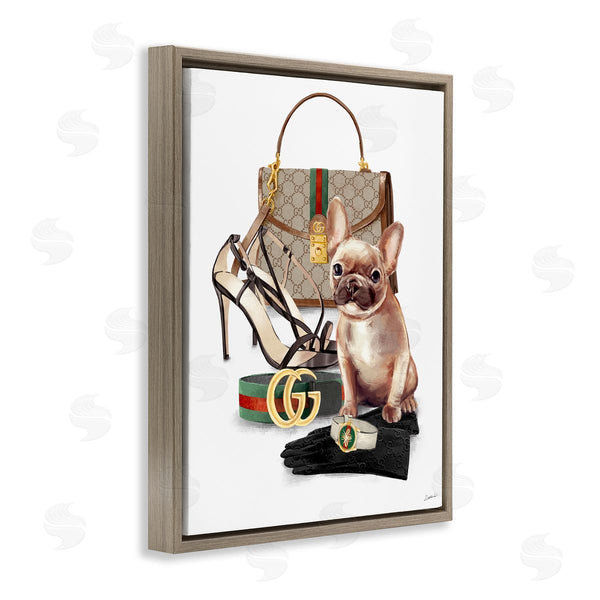 Stupell Industries Ziwei Li | Stylish Puppy Dog Designer Purse Shoes Accessories Wall Art