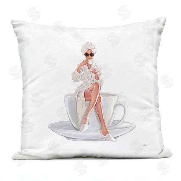 Stupell Industries Ziwei Li | Stylish Woman Glam Bathrobe Morning Coffee Printed Throw Pillow