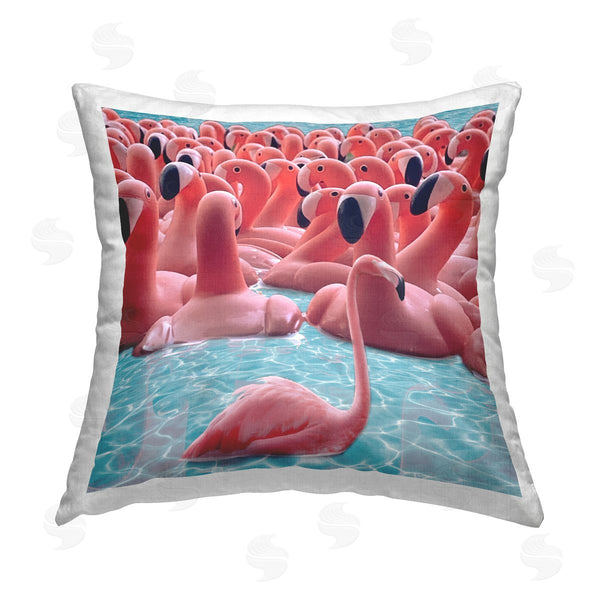 stupell industries Ziwei Li | Summer Flamingos in Pool Printed Throw Pillow