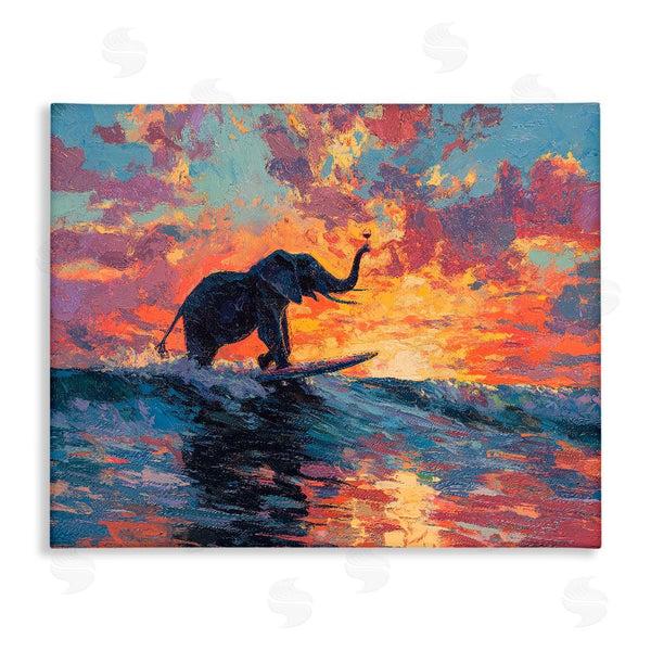Stupell Industries Ziwei Li | Sunset Surf Elephant Wall Art