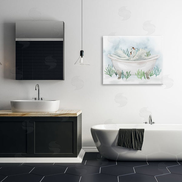 Stupell Industries Ziwei Li | Swan Duo Bathtub Botanicals Wall Art