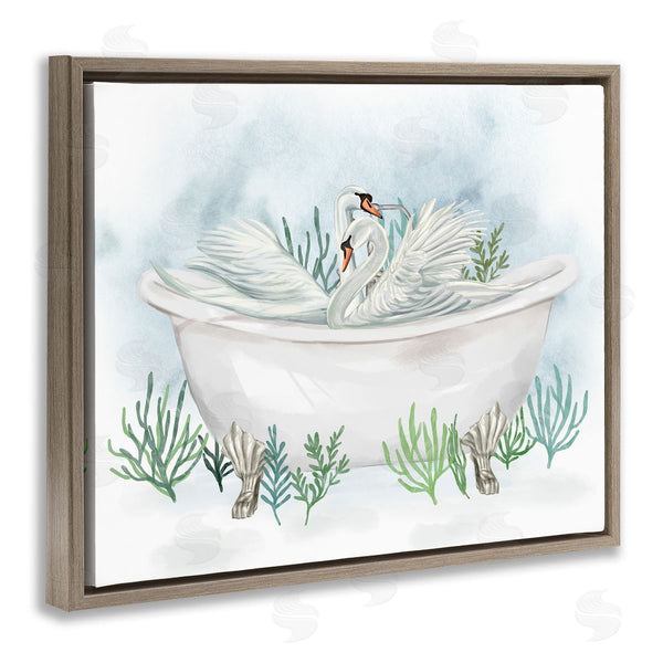 Stupell Industries Ziwei Li | Swan Duo Bathtub Botanicals Wall Art