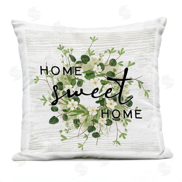 Stupell Industries Ziwei Li | Sweet Home Floral Leaves Wreath Printed Throw Pillow