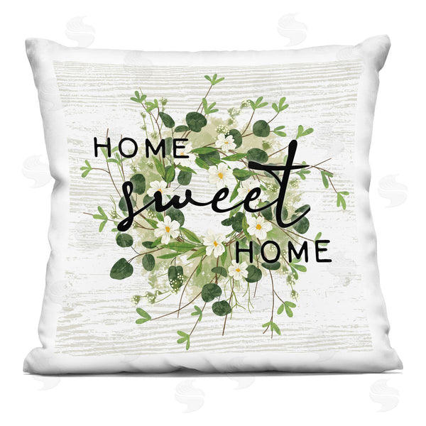 stupell industries Ziwei Li | Sweet Home Floral Leaves Wreath Printed Throw Pillow