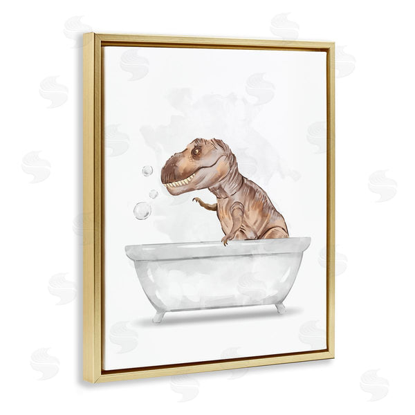 Stupell Industries Ziwei Li | T-Rex Dino In Bubble Bath