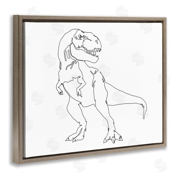 Stupell Industries Ziwei Li | T-Rex Dinosaur Portrait Minimal Outline Linework