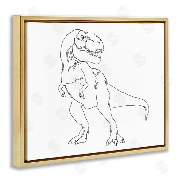 Stupell Industries Ziwei Li | T-Rex Dinosaur Portrait Minimal Outline Linework