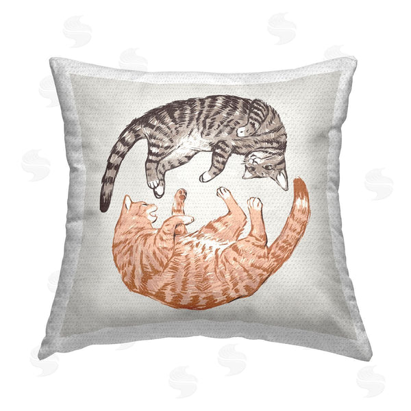 Stupell Industries Ziwei Li | Tabby Cats Duo Printed Throw Pillow