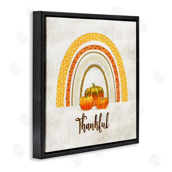 Stupell Industries Ziwei Li | Thankful Text Orange Autumn Rainbow Abstract Patterns Wall Art