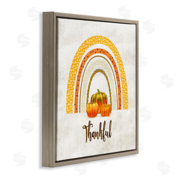 Stupell Industries Ziwei Li | Thankful Text Orange Autumn Rainbow Abstract Patterns Wall Art