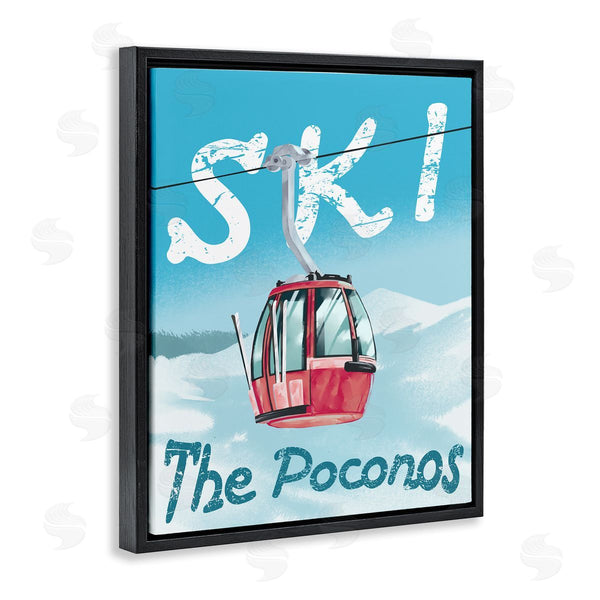Stupell Industries Ziwei Li | The Poconos Red Ski Trolly Snowy Mountain Hill Wall Art