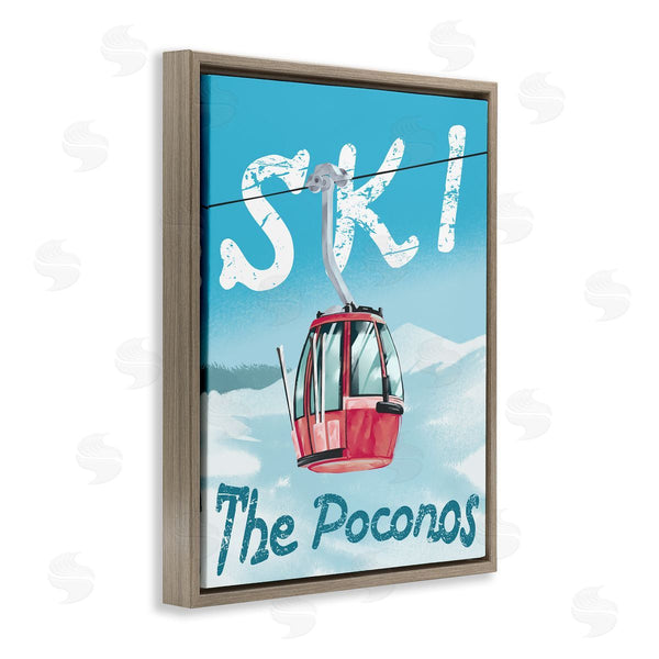Stupell Industries Ziwei Li | The Poconos Red Ski Trolly Snowy Mountain Hill Wall Art