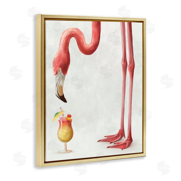 Stupell Industries Ziwei Li | Thirsty Pink Flamingo Mai Tai Tropical Cocktail