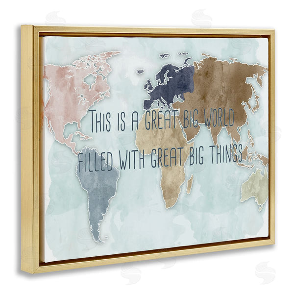 Stupell Industries Ziwei Li | This Is A Great Big World Phrase Map Of Continents