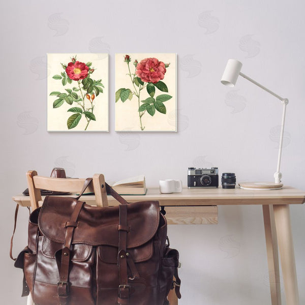 Stupell Industries Ziwei Li | Traditional Red Flowers With Floral Stem Wall Art